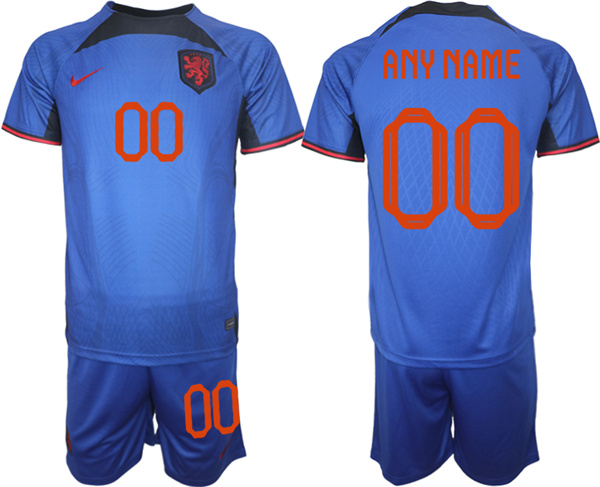 Men's Netherlands Custom Royal Away Soccer Jersey Suit
